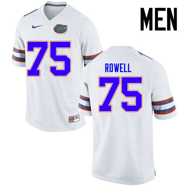 NCAA Florida Gators Tanner Rowell Men's #75 Nike White Stitched Authentic College Football Jersey BLR4764OS